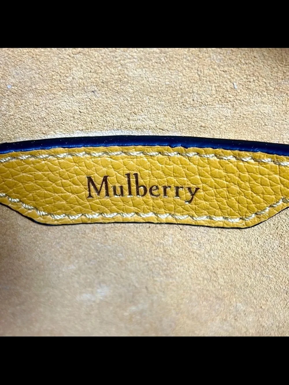 Mulberry Yellow Leather Satchel with Belt-Style Front